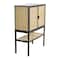 Hello Honey® 47" Boho Woven Rattan and Wood Cabinet with Doors, Shelf, and Interior Storage Compartments